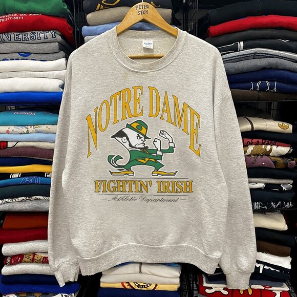 Vintage 90s University of Notre Dame Fighting Irish Sweatshirt, Notre Dame Shirt - Picture 1 of 2